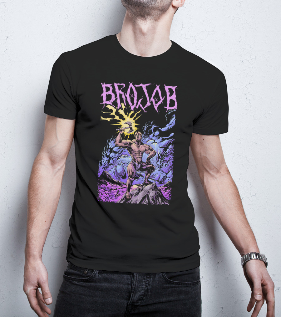 BROJOB Warrior With Axe In Vibrant Mountain Landscape T-Shirt