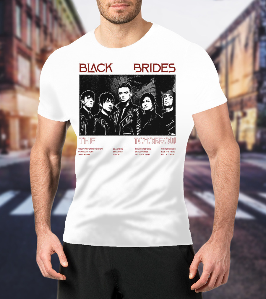 Black Veil Brides The Phantom Tomorrow Slackerbo Spectres Torch The Wicked One Shadows Rise Fields Of Bone Crimson Skies Kill The Hero Fall Eternal T-Shirt