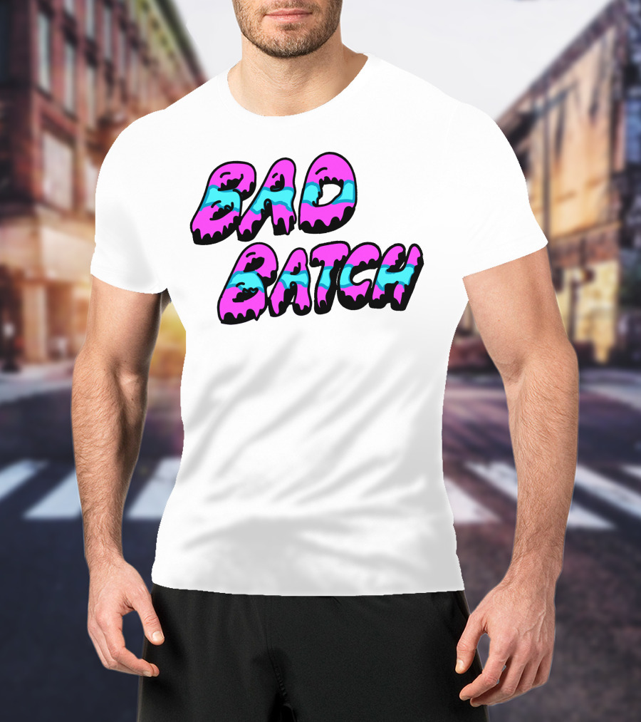 Bad Batch Dripping Pink And Blue Text T-Shirt