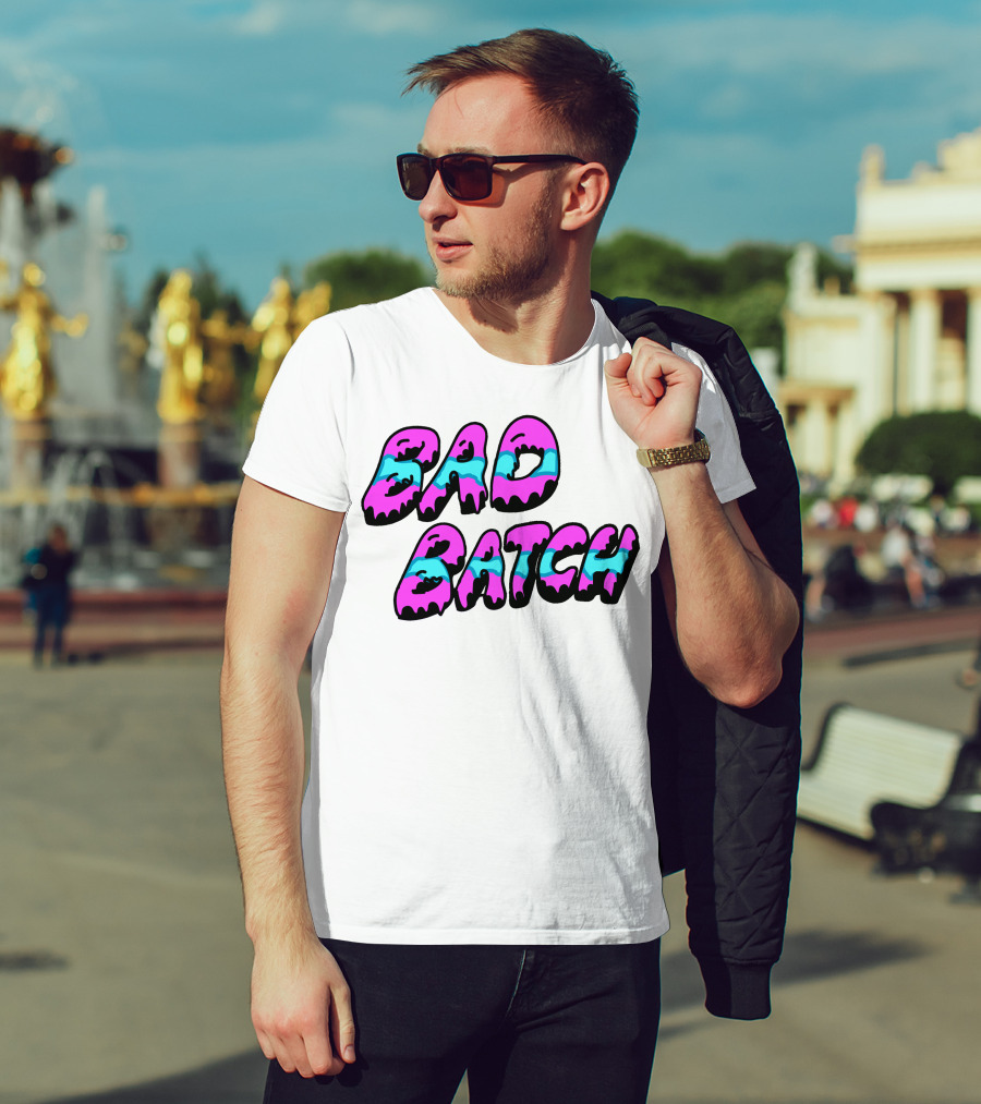 Bad Batch Dripping Pink And Blue Text T-Shirt