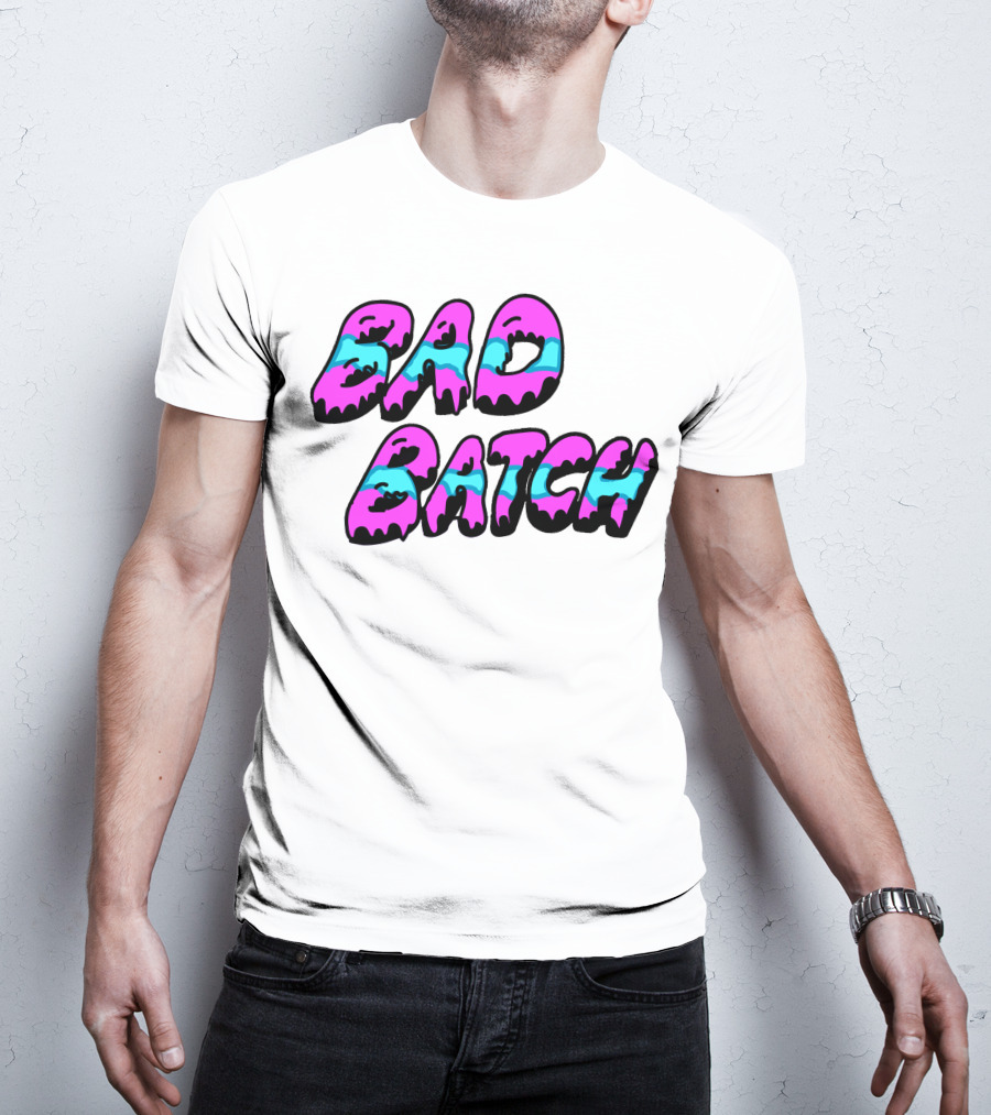 Bad Batch Dripping Pink And Blue Text T-Shirt