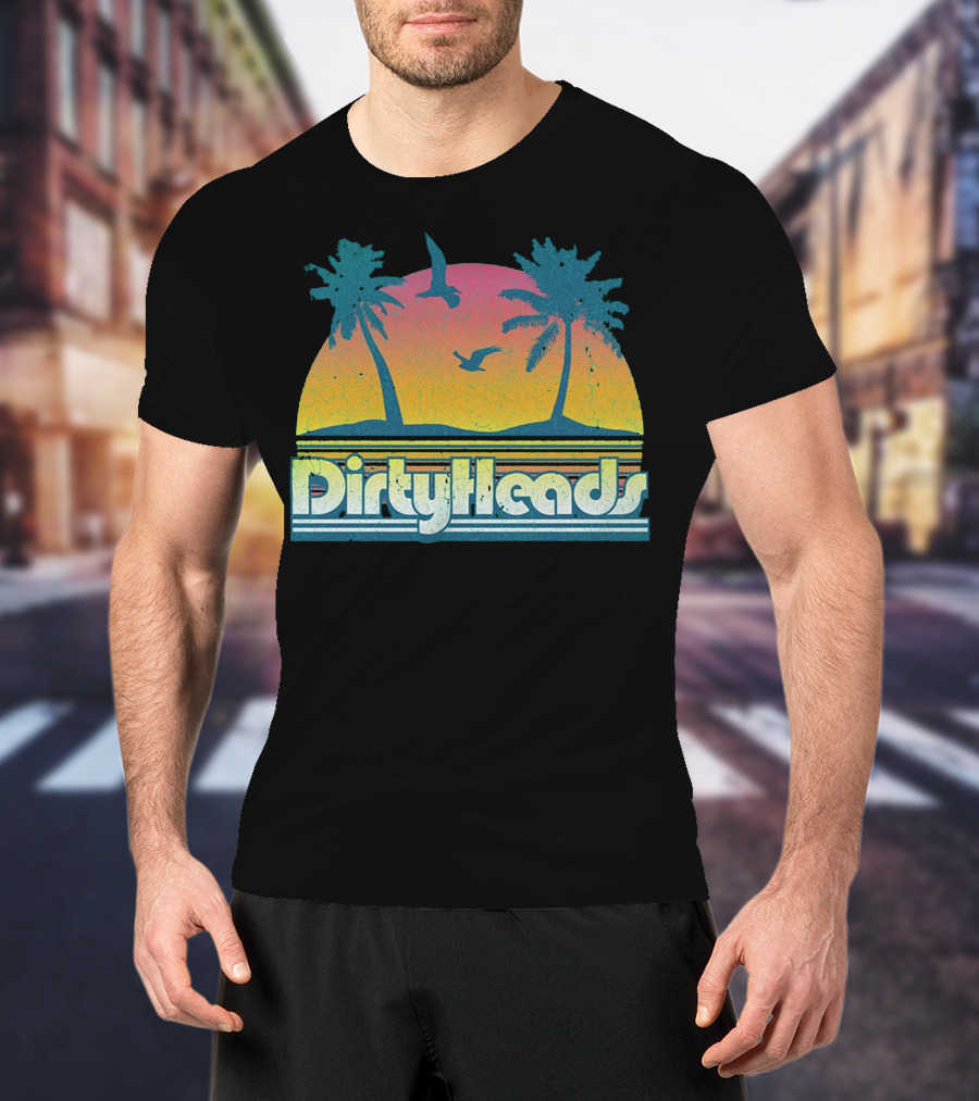 Dirty Heads Sunset Palm Trees And Birds T-Shirt