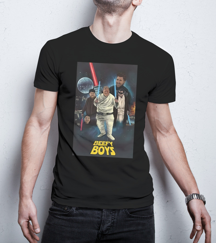 Beefy Boys Parody Featuring Jeff Wittek Characters Lightsabers T-Shirt