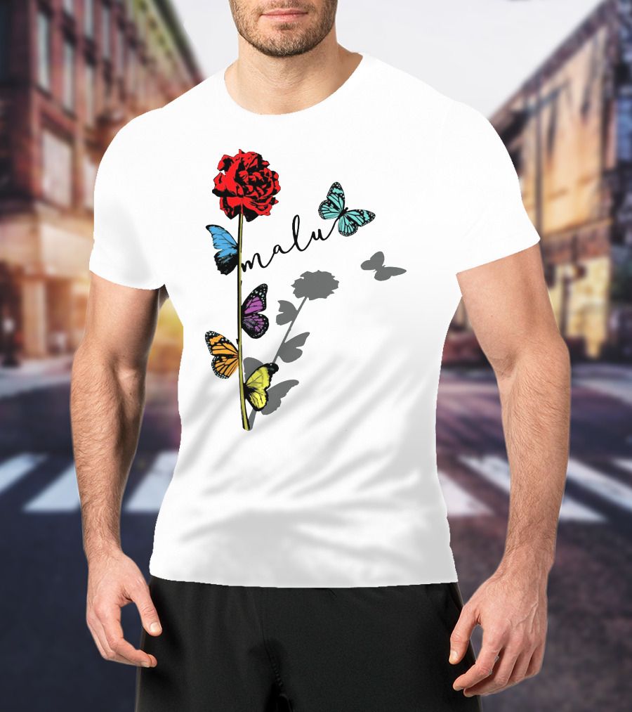 Malu Red Rose Butterflies T-Shirt