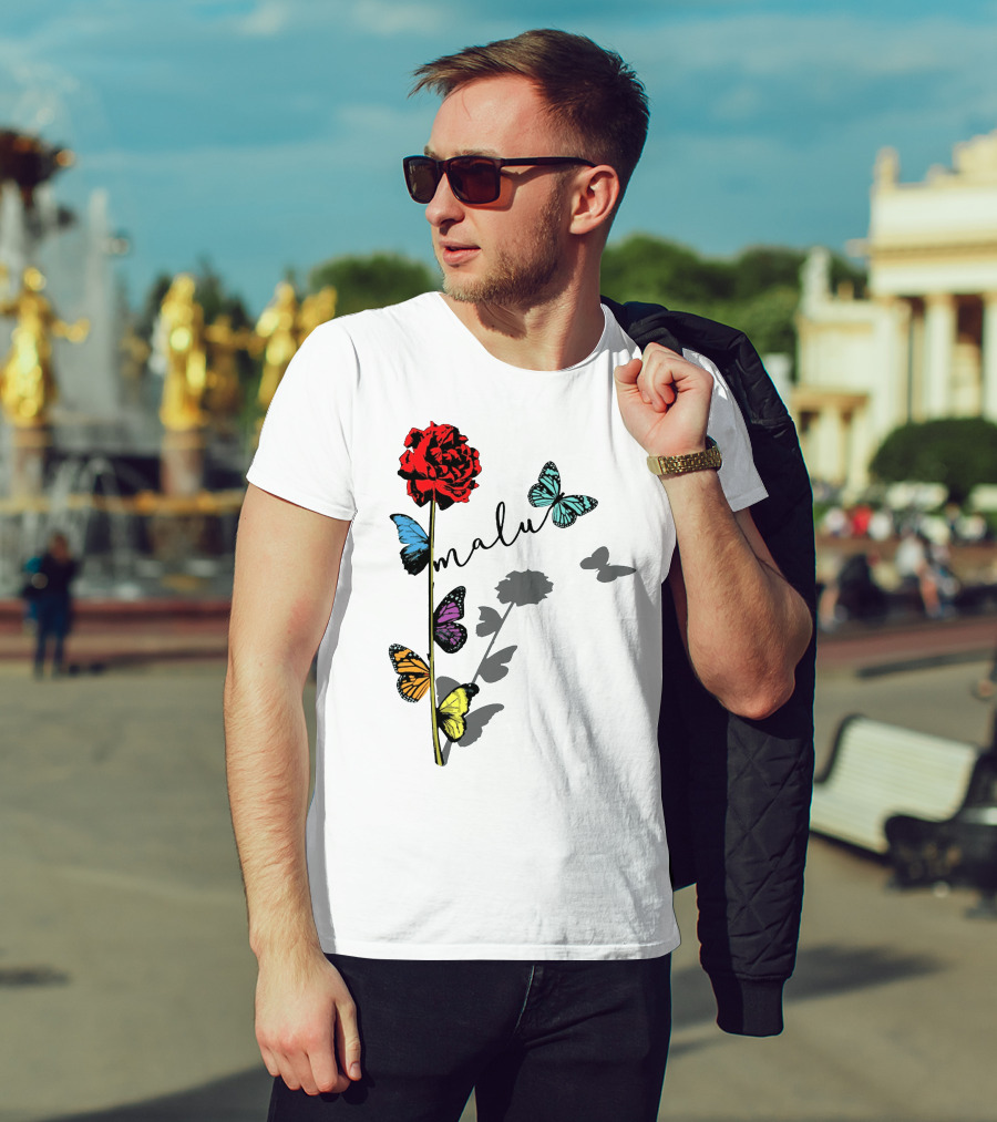 Malu Red Rose Butterflies T-Shirt