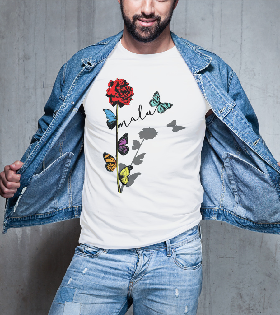 Malu Red Rose Butterflies T-Shirt