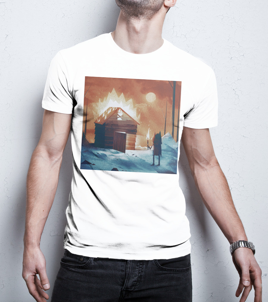 Galleons Merch Cabin Under Twilight With Frozen Forest And Firelight T-Shirt