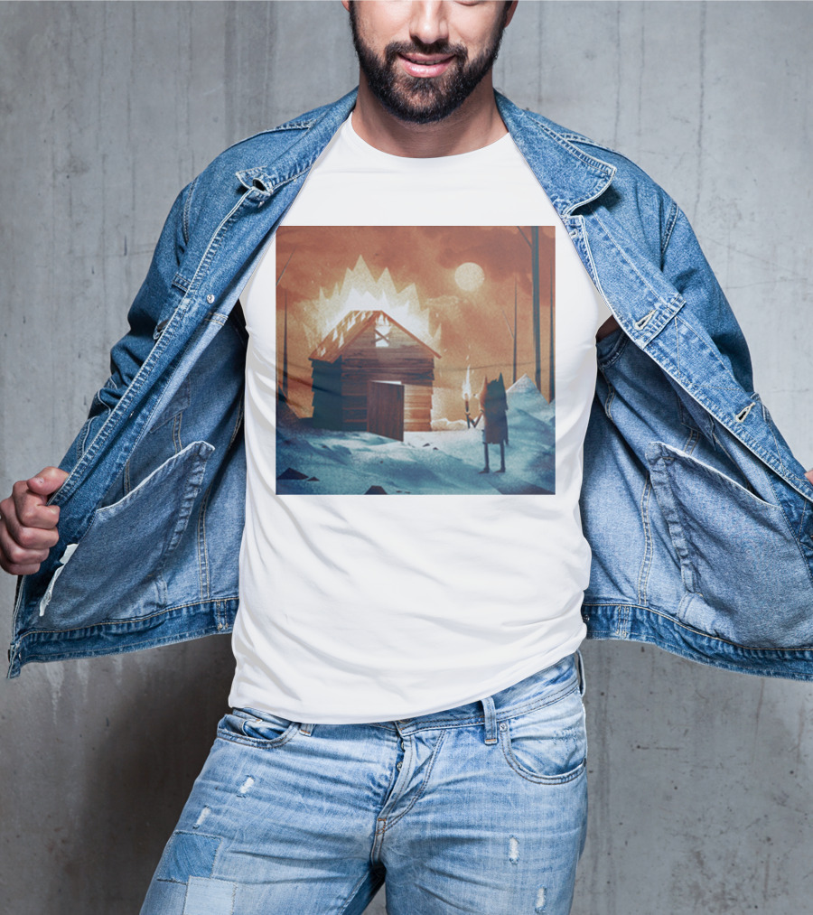 Galleons Merch Cabin Under Twilight With Frozen Forest And Firelight T-Shirt