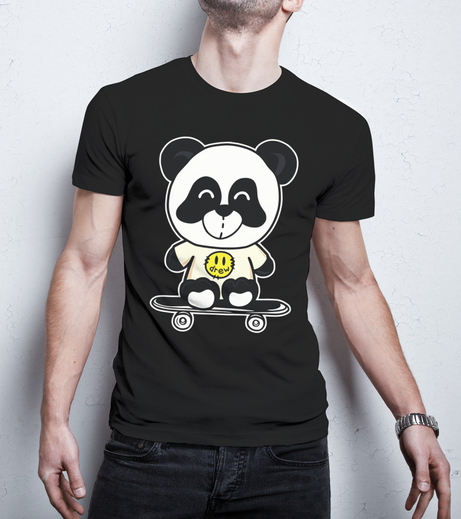 Drew House Panda Bear On Skateboard T-Shirt