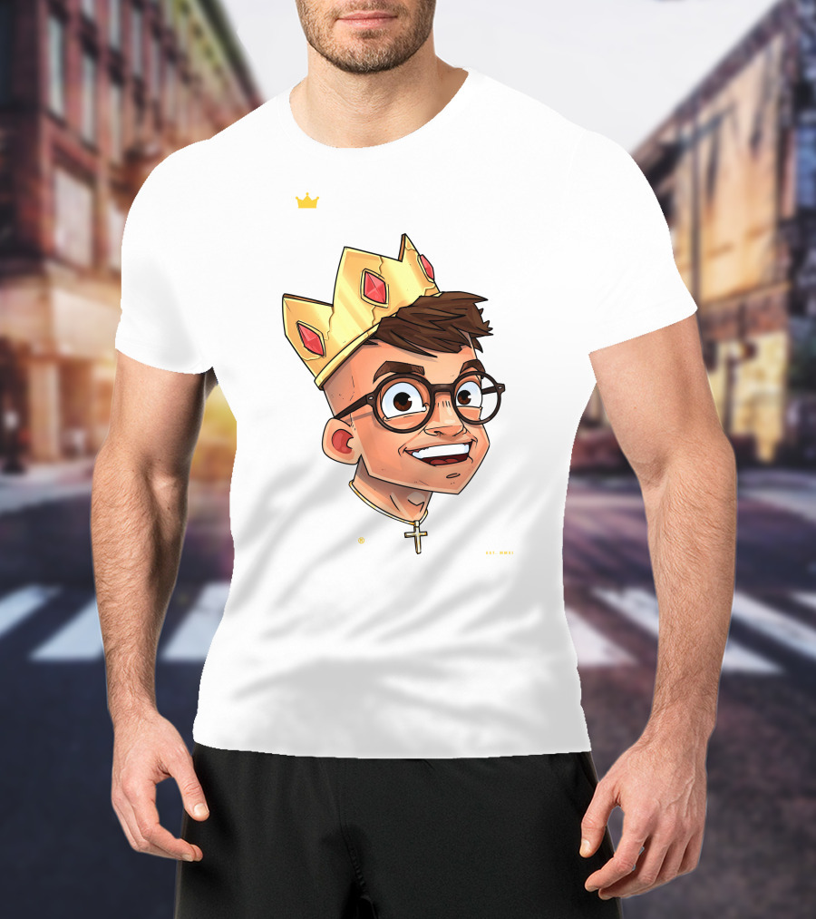 Joe Woe Thirt Crowned Cartoon With Glasses And Cross Necklace T-Shirt