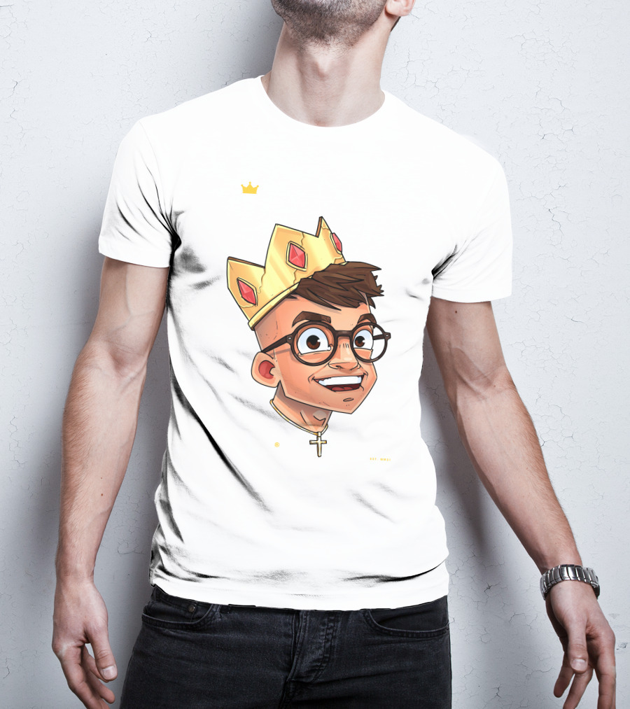 Joe Woe Thirt Crowned Cartoon With Glasses And Cross Necklace T-Shirt