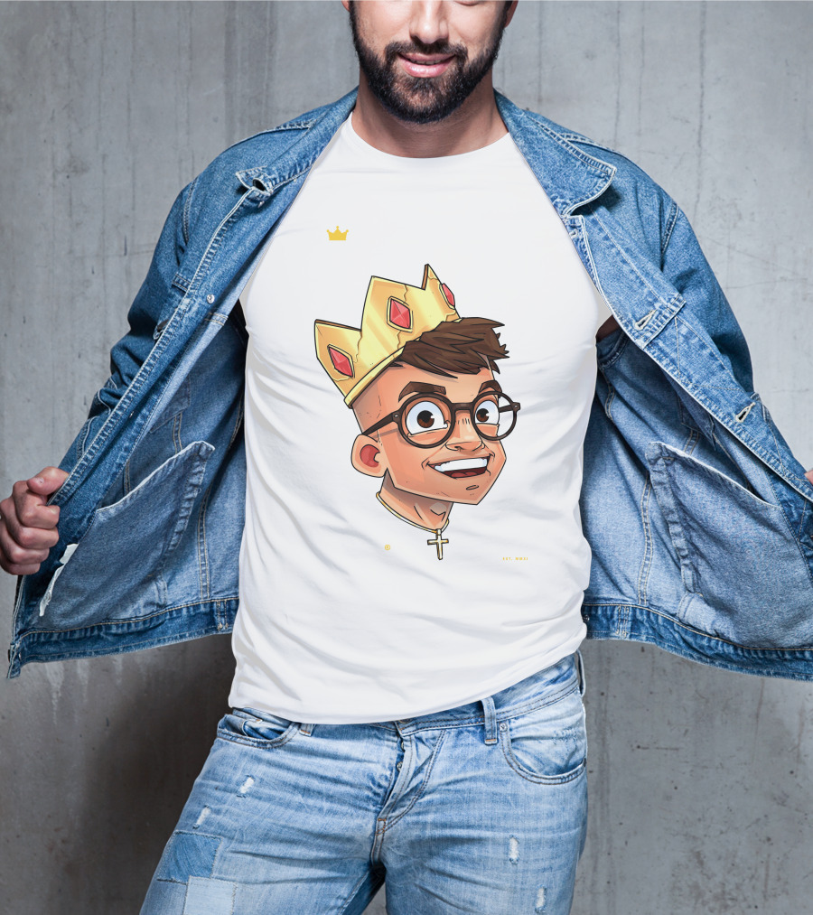 Joe Woe Thirt Crowned Cartoon With Glasses And Cross Necklace T-Shirt