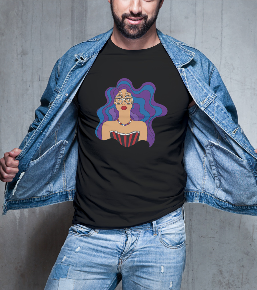 Milagros Merch Bold Glasses Vibrant Hair T-Shirt