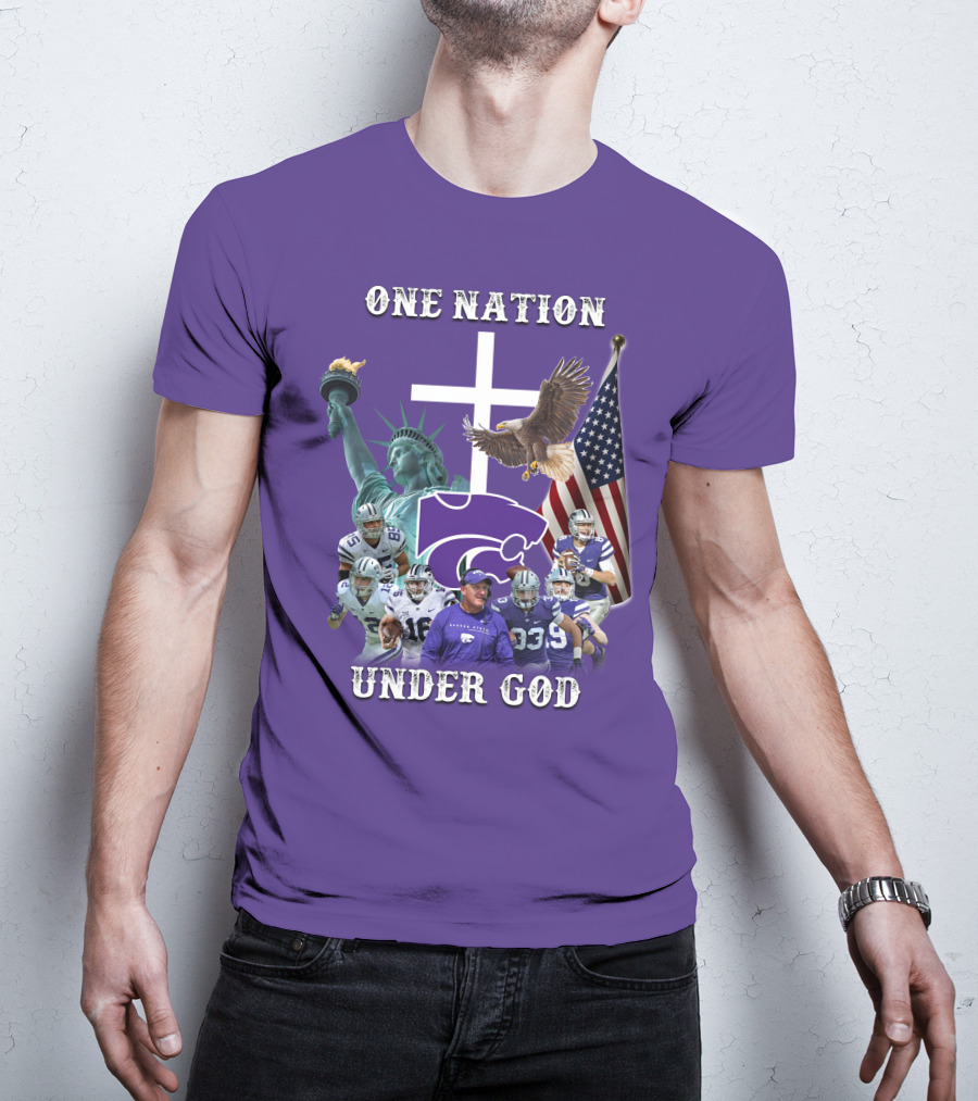 KSW Nation One Nation Under God Statue Of Liberty Cross American Flag Eagle Football T-Shirt
