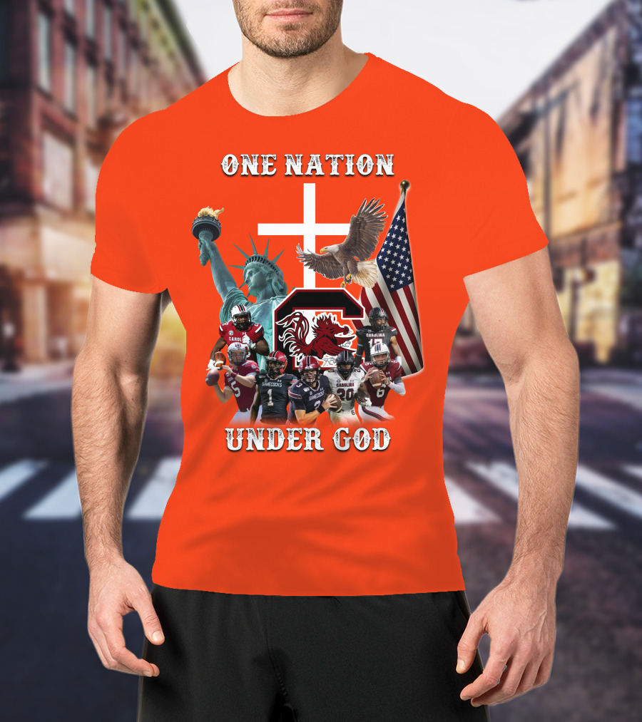 One Nation Under God South Carolina Gamecocks Football Liberty American Flag Eagle T-Shirt