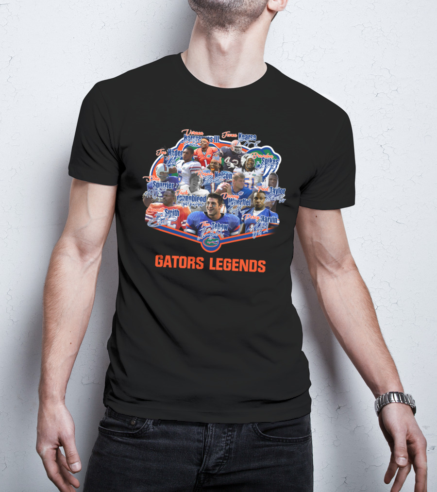 Florida Gators Legends Tim Tebow Emmitt Smith Jevon Kearse Percy Harvin Danny Wuerffel T-Shirt