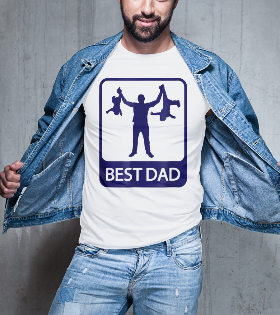 Best Dad Silhouette Holding Kids Playfully T-Shirt