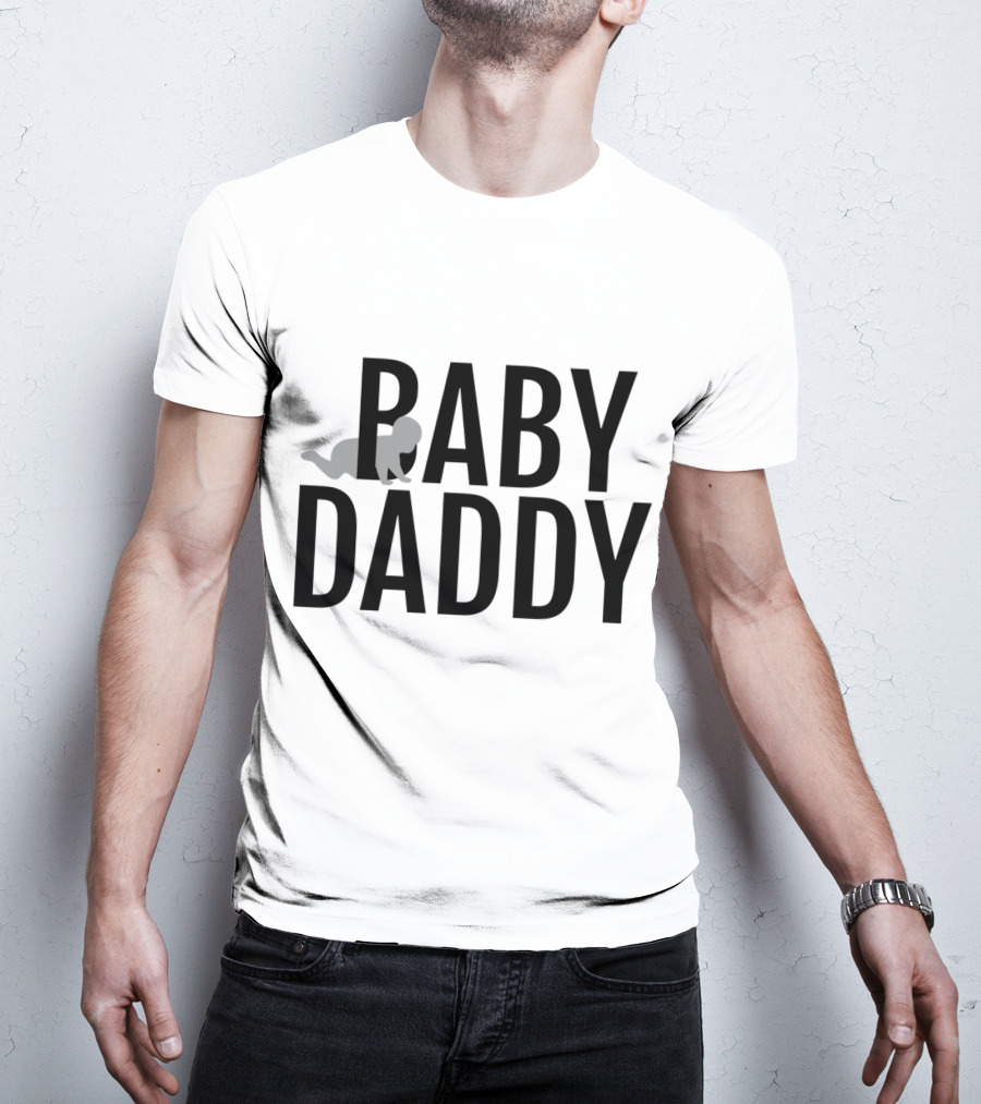 Baby Daddy Silhouette With Crawling Baby Image T-Shirt