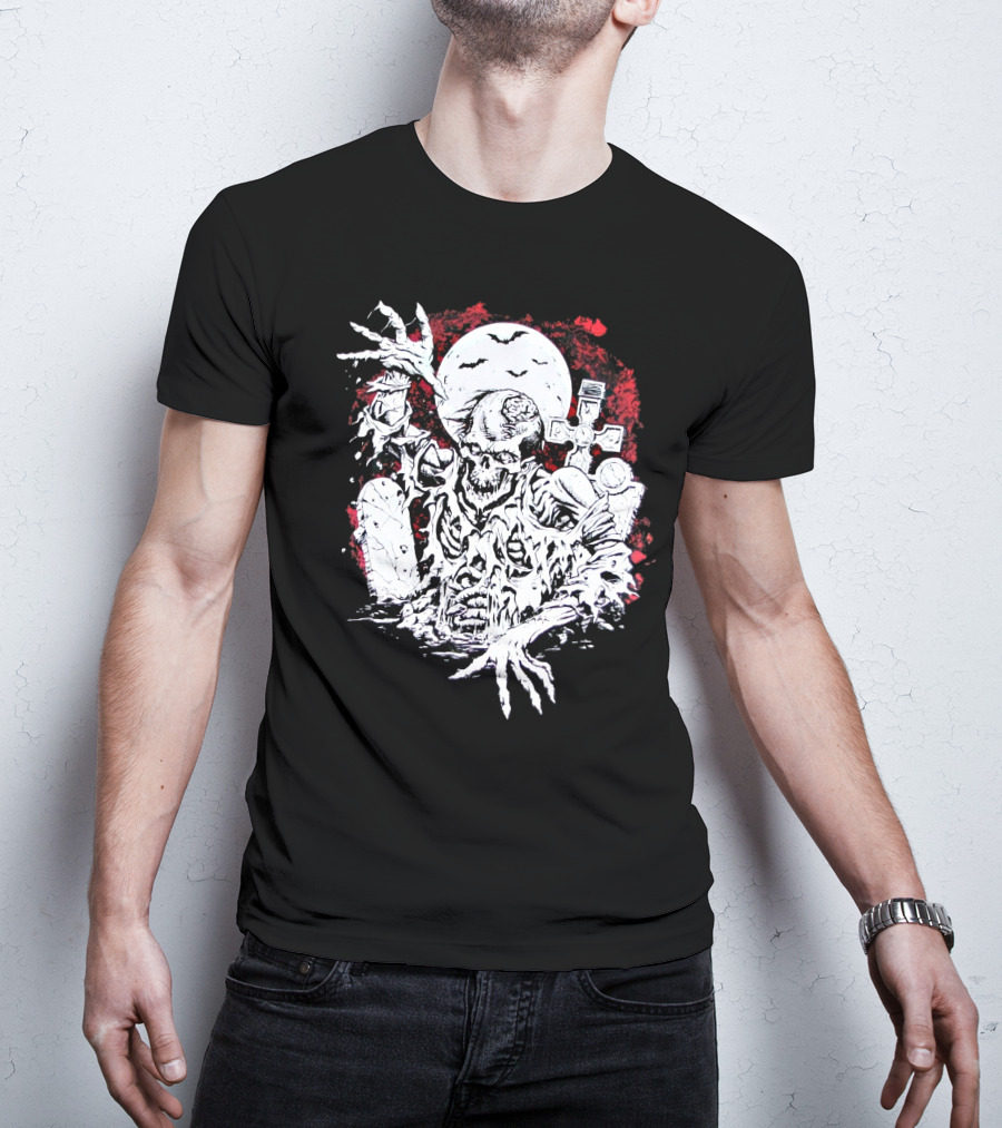 Summer Goth Zombie Undead Walking Corpse Horror Grave Moon T-Shirt