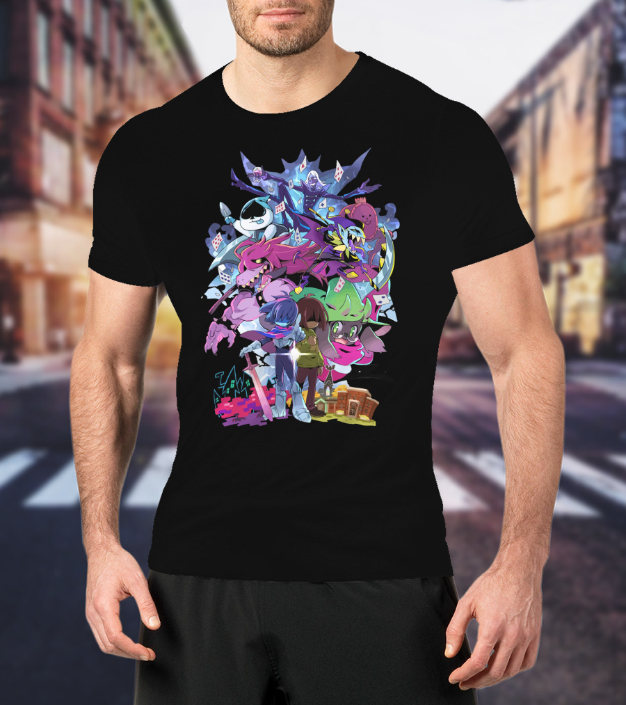 Deltarune Cast And Colorful Adventure Scene T-Shirt