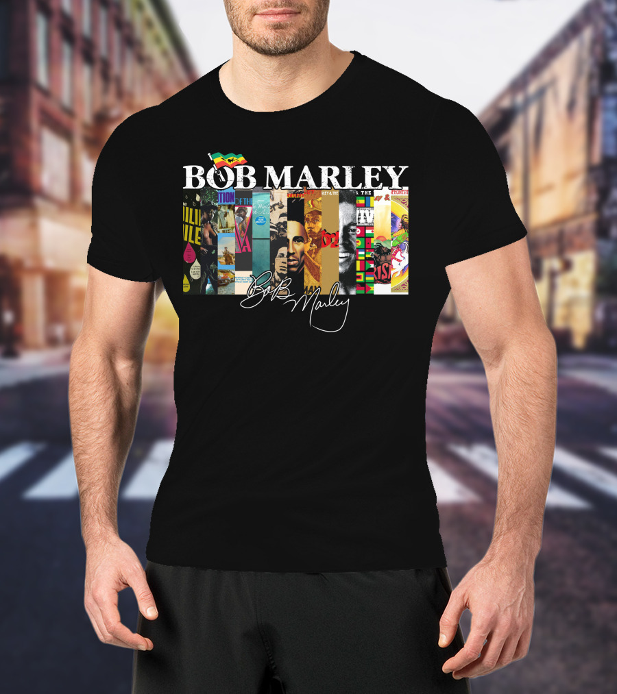 Bob Marley Album Covers Collage Signature T-Shirt