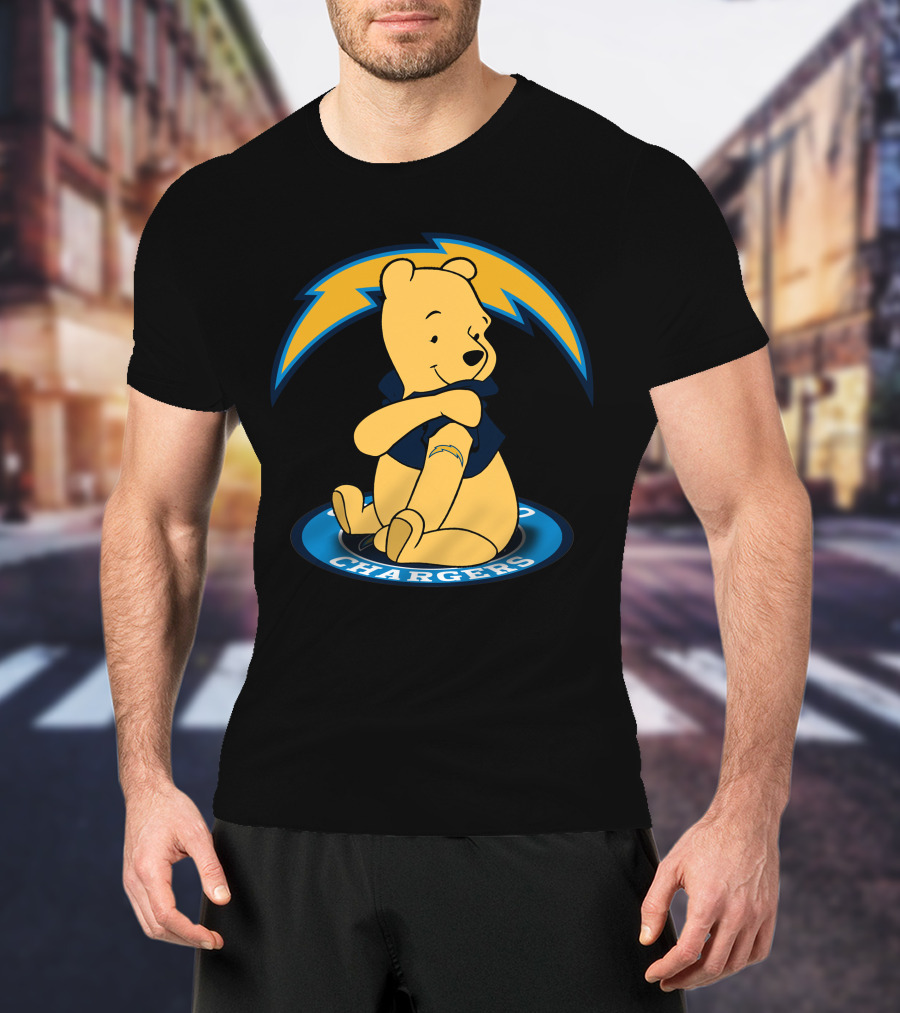 Pooh Chargers Crossover With NFL Lightning T-Shirt