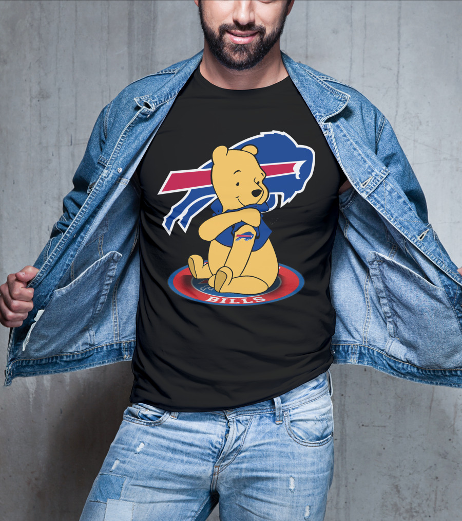 Pooh Bills Buffalo Bills Crossover Featuring Iconic Bear T-Shirt
