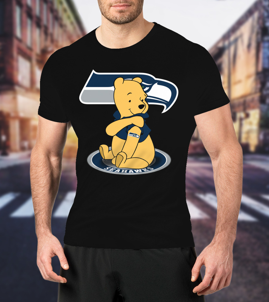 Pooh Bear With Seattle Seahawks NFL T-Shirt