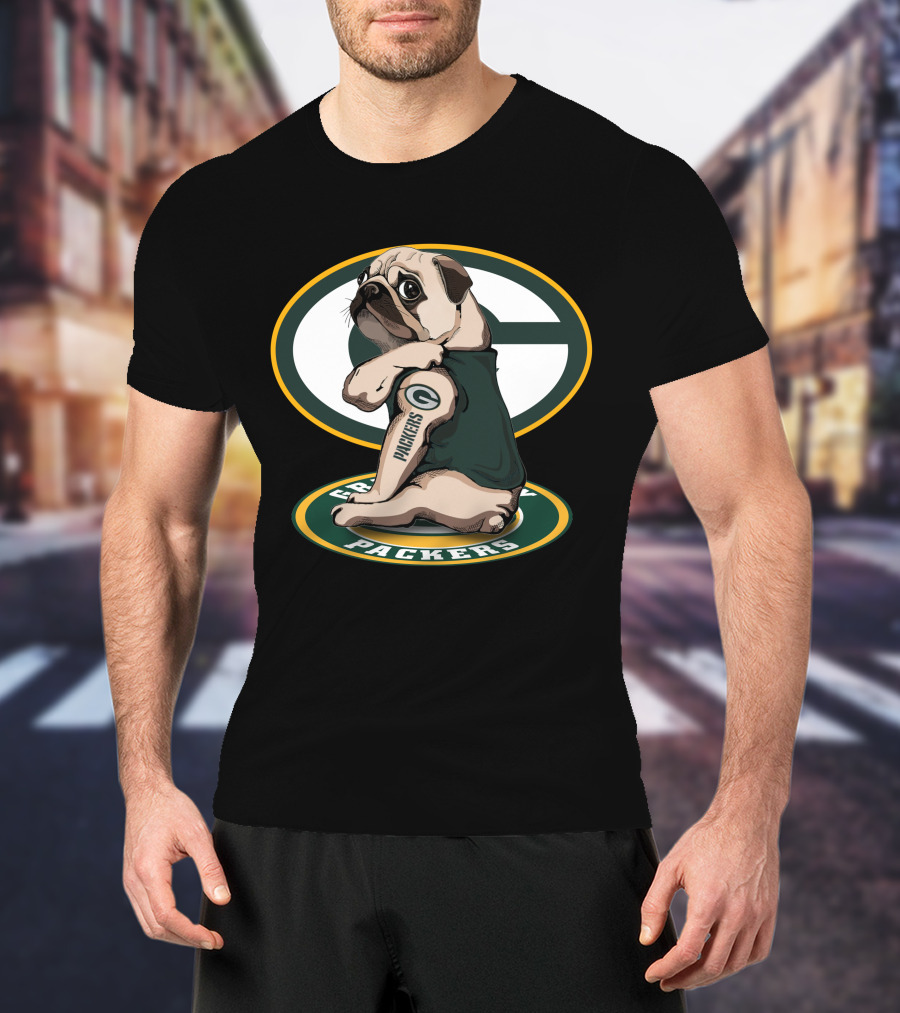 Green Bay Packers Pug With Tattoo T-Shirt