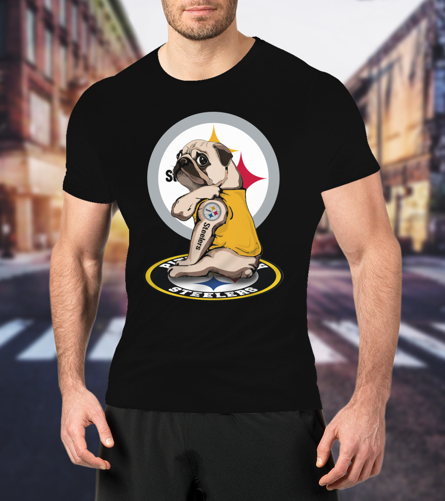 Steelers Pug Fan Football T-Shirt