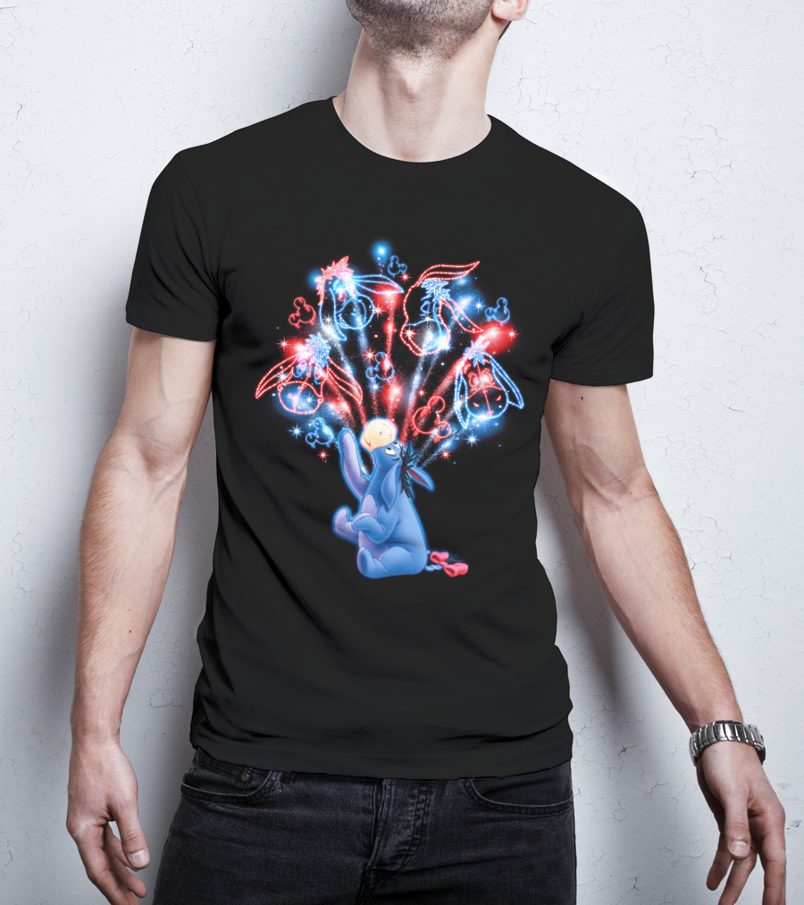 Eeyore Celebrates With Fireworks And Mickey Shapes T-Shirt