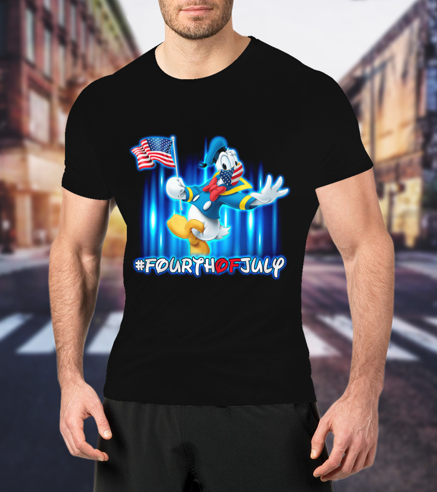 Donald Duck #FourthOfJuly American Flag T-Shirt