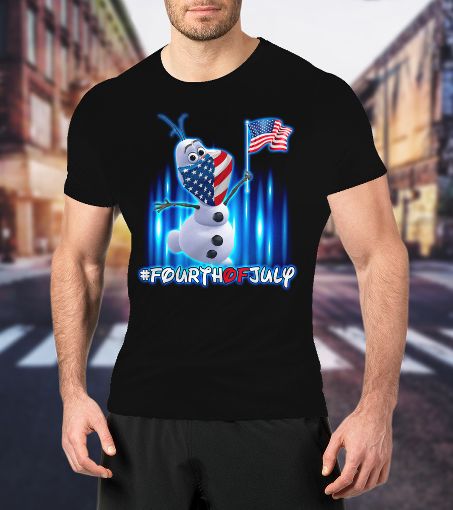 FourthofJuly Olaf Holding American Flag T-Shirt