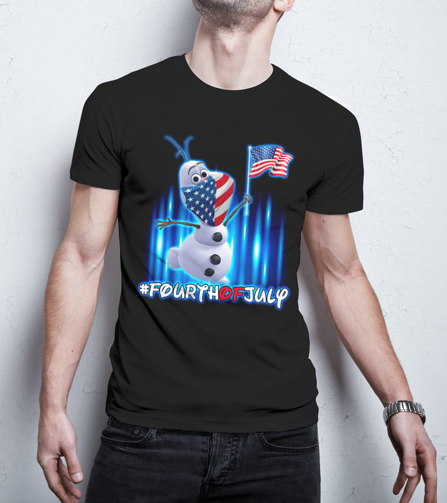 FourthofJuly Olaf Holding American Flag T-Shirt