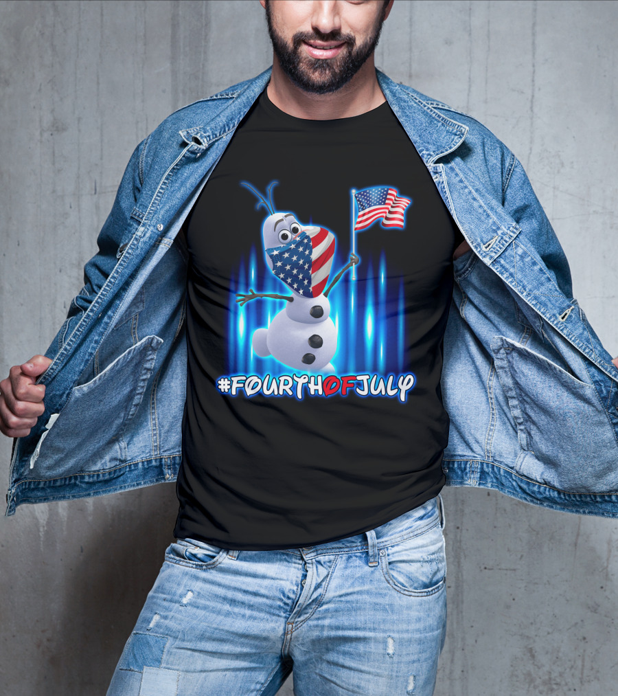 FourthofJuly Olaf Holding American Flag T-Shirt