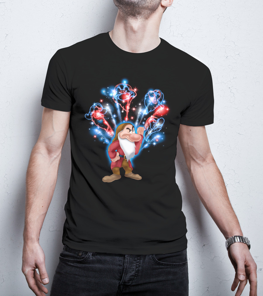 Grumpy Magical Firework Display With Colorful Sparkling Characters T-Shirt