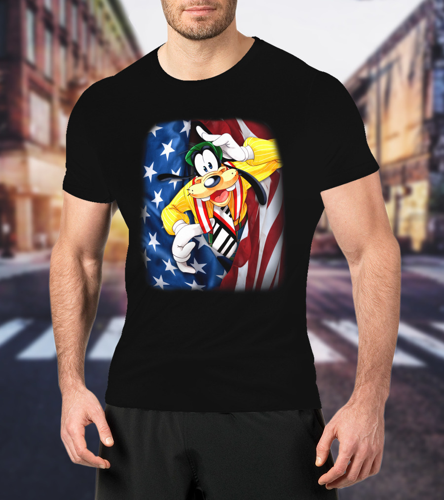Goofy United States Flag Patriotic T-Shirt