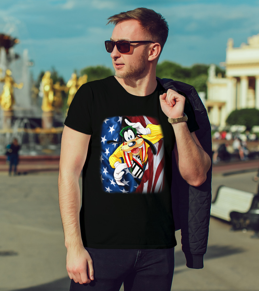 Goofy United States Flag Patriotic T-Shirt