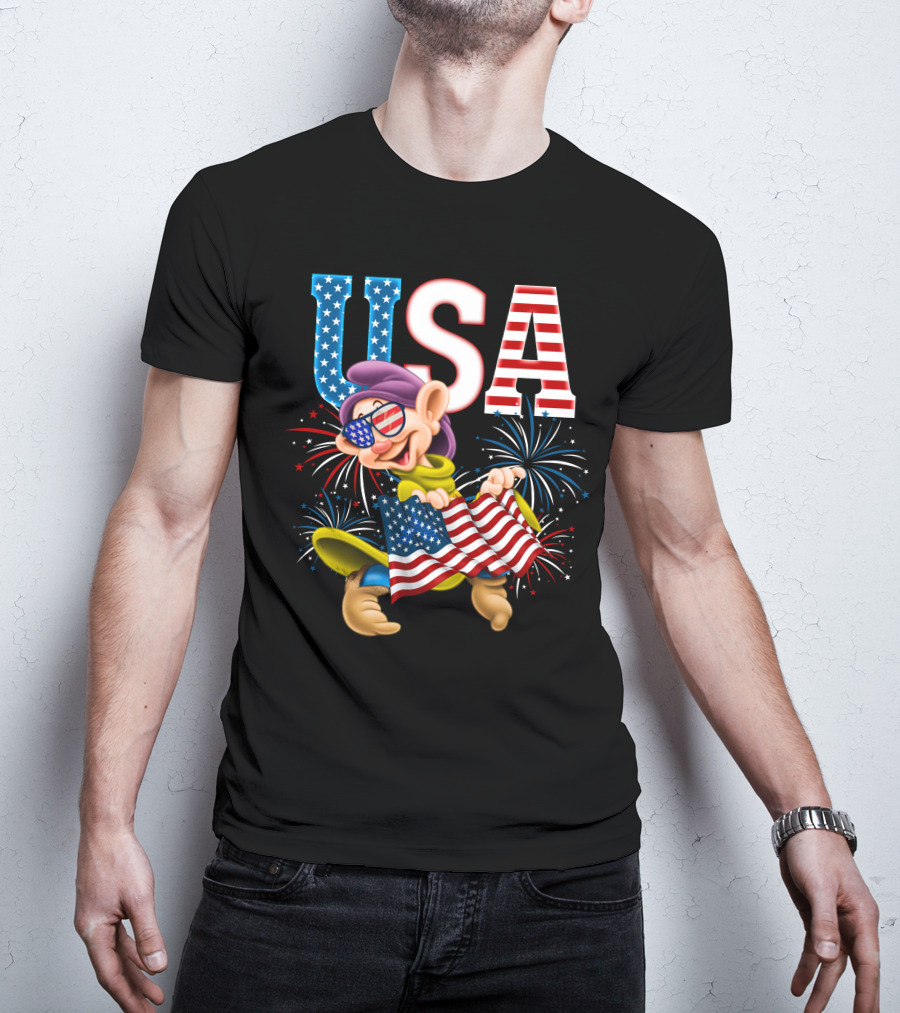 USA Dopey Stars And Stripes Fireworks T-Shirt