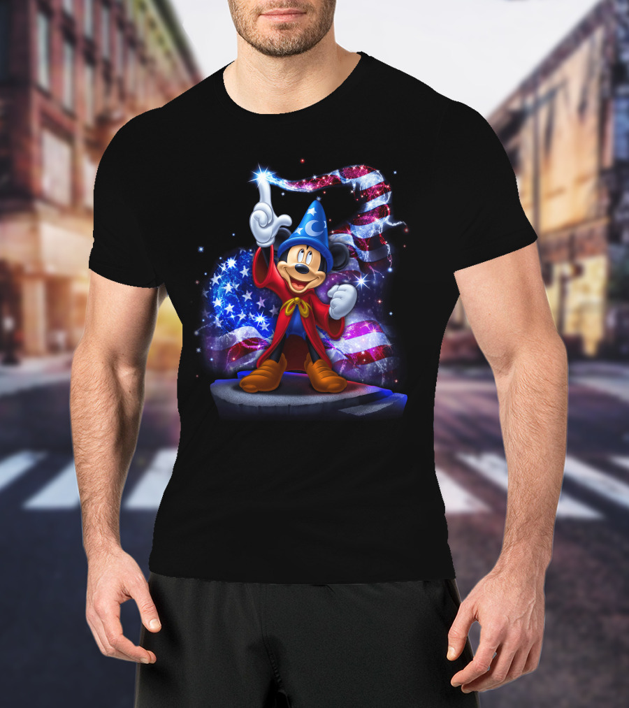 Mickey Sorcerer Patriotic Stars And Stripes July T-Shirt