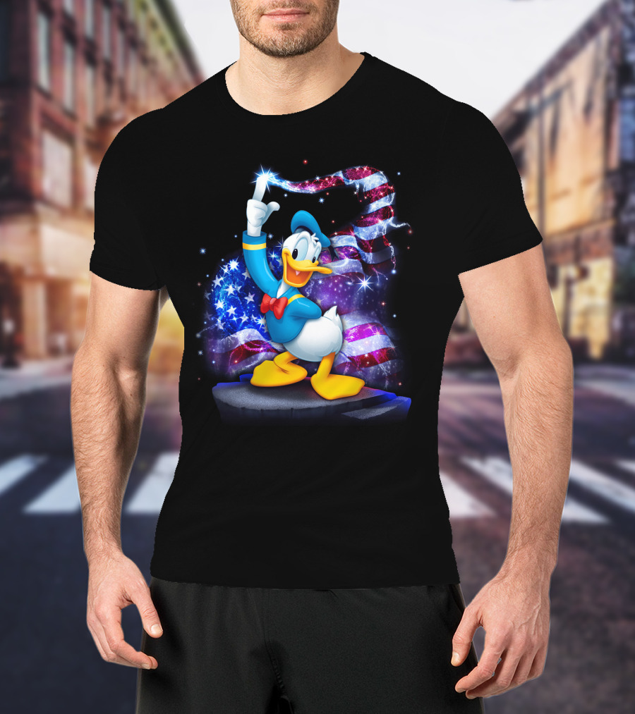 Donald Bling Patriotic July Celebration With Sparkling American Flag T-Shirt