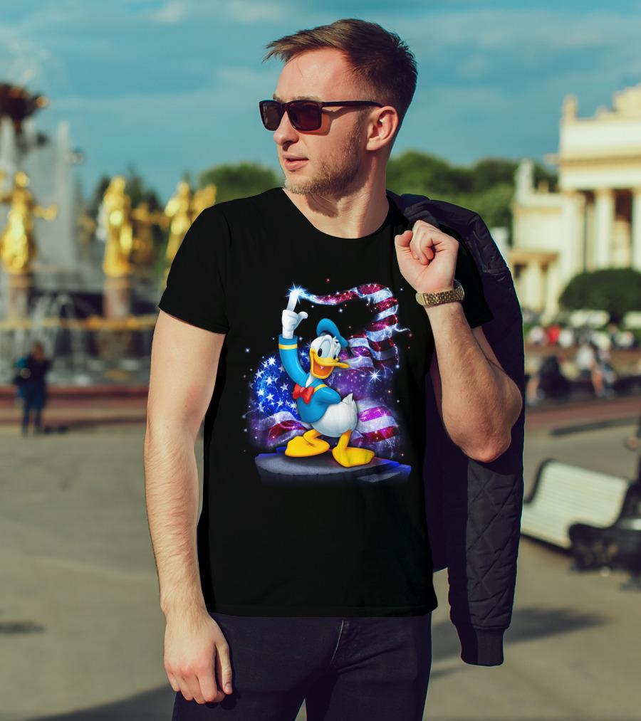 Donald Bling Patriotic July Celebration With Sparkling American Flag T-Shirt