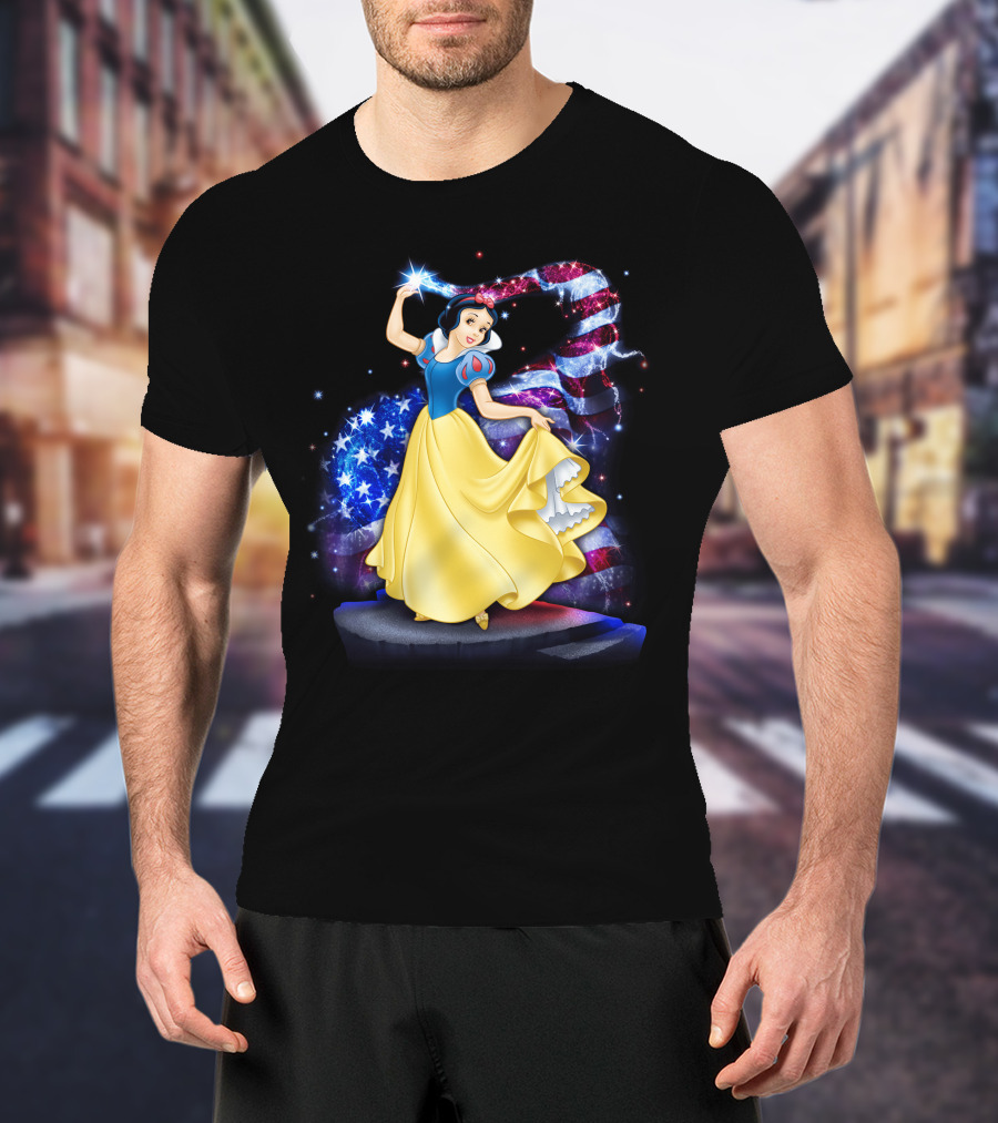 Snow White American Flag Bling July T-Shirt