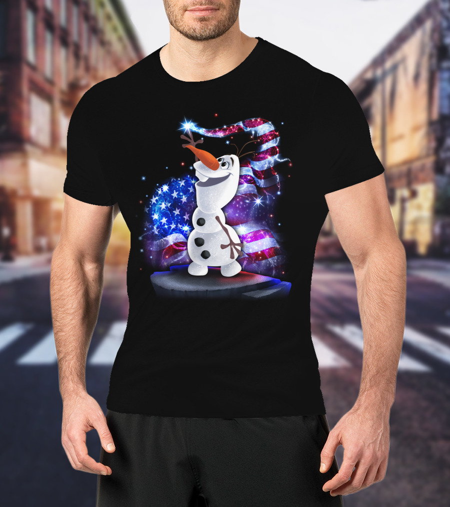 Olaf Bling July American Flag Sparkle T-Shirt