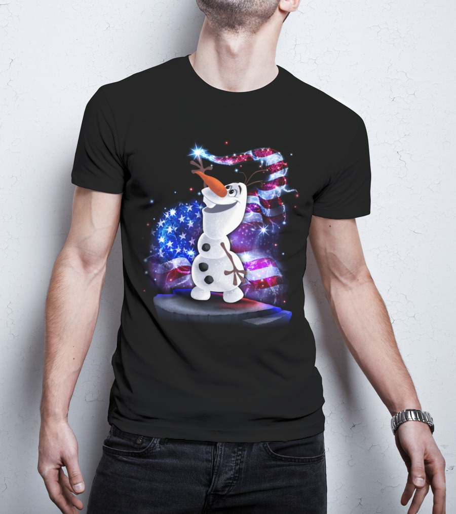 Olaf Bling July American Flag Sparkle T-Shirt