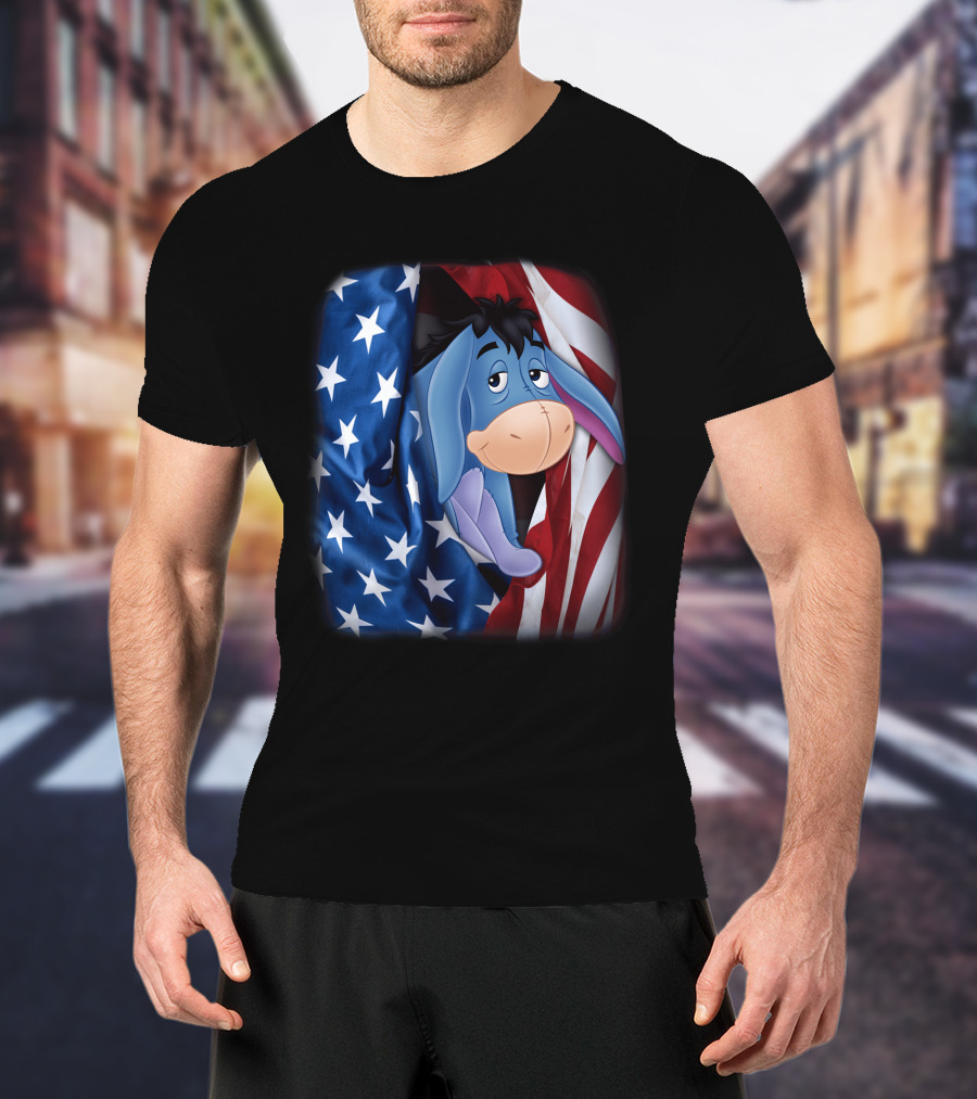 Eeyore American Flag Stars And Stripes Fourth Of July T-Shirt
