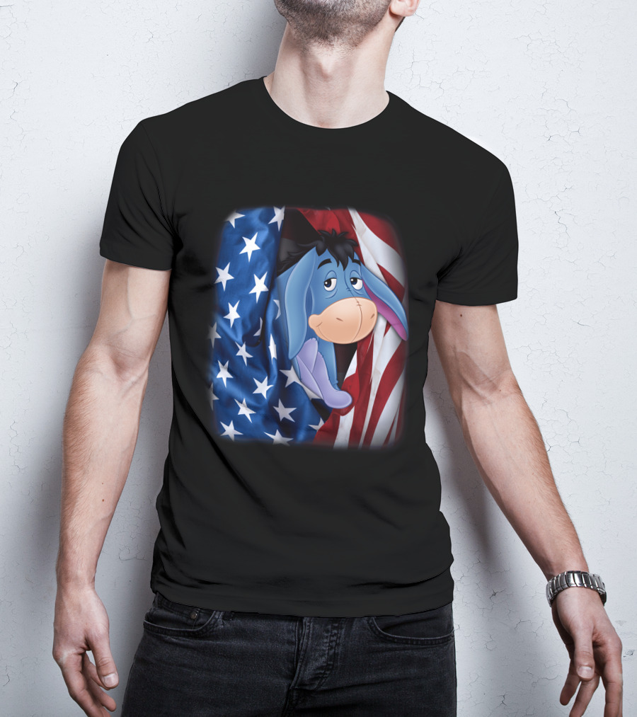 Eeyore American Flag Stars And Stripes Fourth Of July T-Shirt