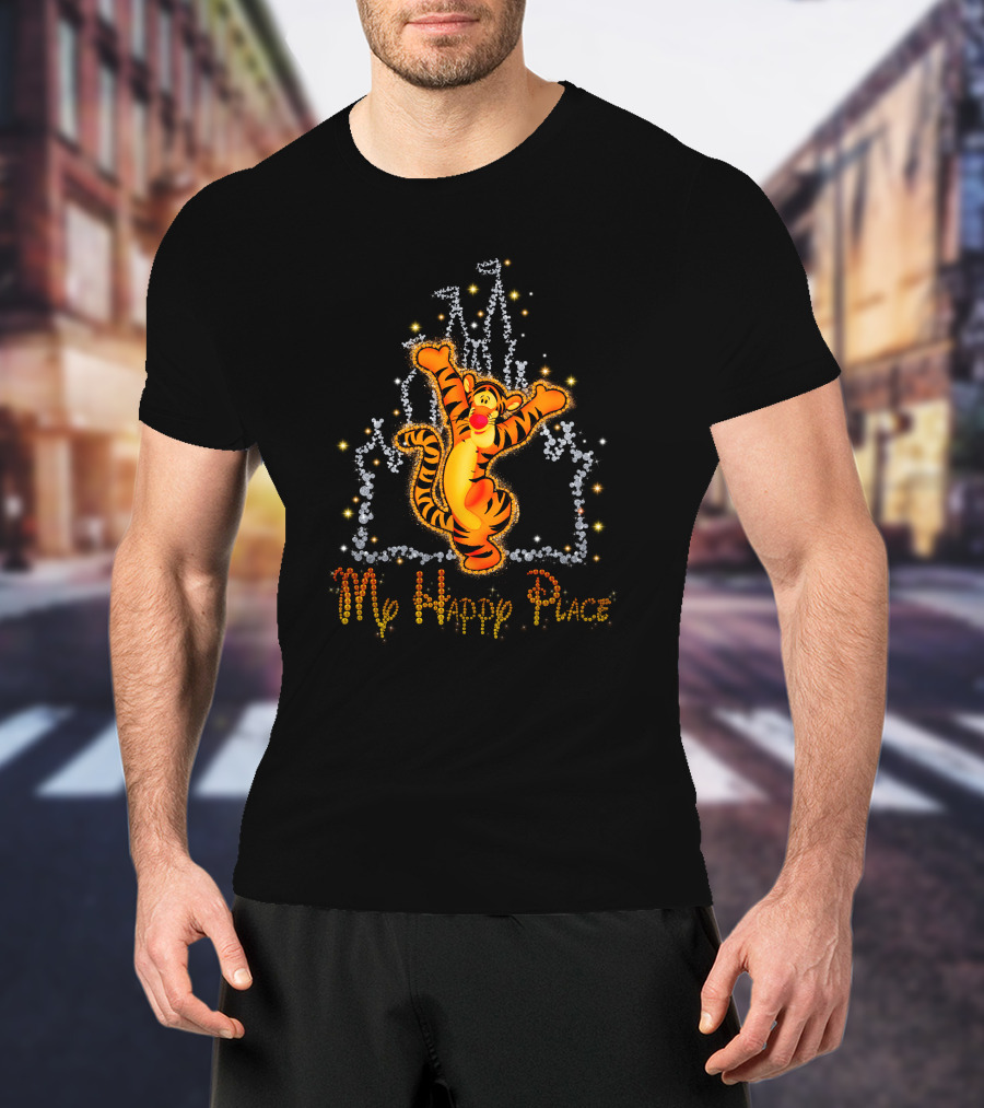 Tigger My Happy Place Sparkling Castle Disney T-Shirt