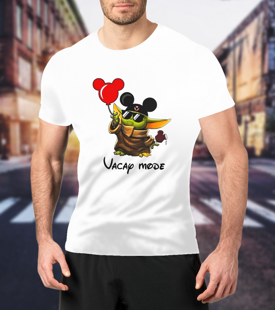 Mickey Ears Baby Yoda Vacay Mode Fun Balloon T-Shirt