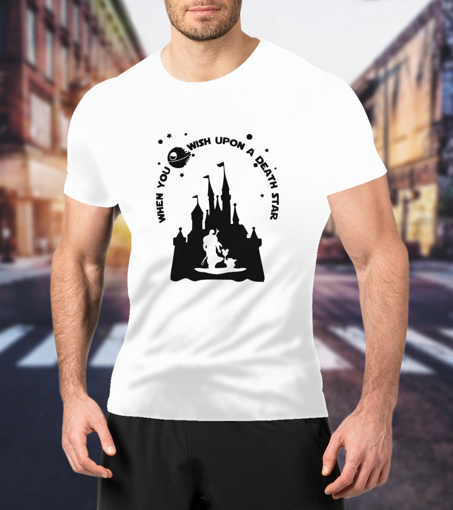 When You Wish Upon A Death Star Disney Castle Baby Yoda T-Shirt